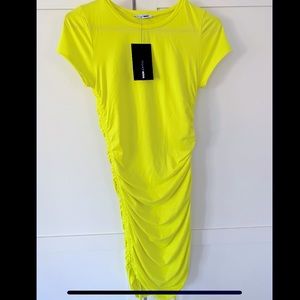 Fashion nova mini dress neon yellow size M